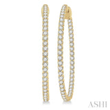 3 ctw Inside-Out Round Cut Diamond 1 1/2 Inch Hoop Earrings in 14K Yellow Gold