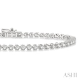 3 ctw Tri-Prong Round Cut Diamond Tennis Bracelet in 14K White Gold