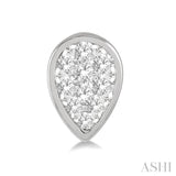 1/3 Ctw Pear Shape Lovebright Round Cut Diamond Bezel Stud Earring in 14K White Gold