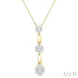 1/2 Ctw Lovebright Round Cut Diamond Paperclip Link Pendant With Chain in 14K Yellow and White Gold
