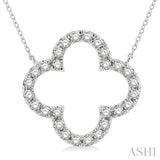 3/4 ctw Clover Round Cut Diamond Pendant in 14K White Gold