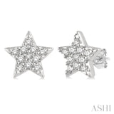 1/10 ctw Star Round Cut Diamond Petite Fashion Earring in 10K White Gold