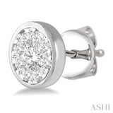 1/2 Ctw Lovebright Round Cut Diamond Bezel Stud Earring in 14K White Gold