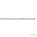 1/6 Ctw Puffed Heart Plain and Single Cut Diamond Fashion Bracelet in Sterling Silver