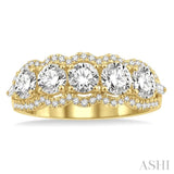 1 1/2 ctw Baguette and Round Cut Diamond Fashion Ring in 14K Yellow Gold