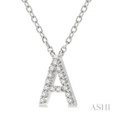 1/20 ctw Initial 'A' Round Cut Diamond Pendant With Chain in 14K White Gold