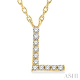 1/20 ctw Initial 'L' Round Cut Diamond Pendant With Chain in 14K Yellow Gold