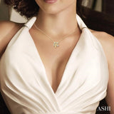 1/10 ctw Four-Leaf Clover Round Cut Diamond Petite Fashion Pendant With Chain in 14K Yellow Gold
