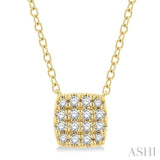 1/8 ctw Cushion Shape Round Cut Diamond Petite Fashion Pendant With Chain in 14K Yellow Gold