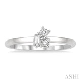 1/6 Ctw Petite Tri-Stone Scatter Princess, Baguette & Round Cut Diamond Fashion Ring in 10K White Gold