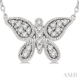 1/10 ctw Butterfly Petite Round Cut Diamond Fashion Pendant With Chain in 10K White Gold