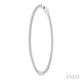 1 ctw Inside-Out Round Cut Diamond 1 3/4 Inch Hoop Earrings in 14K White Gold
