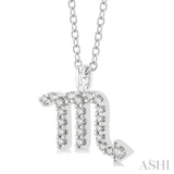 1/10 ctw Scorpio Round Cut Diamond Zodiac Pendant With Chain in 14K White Gold