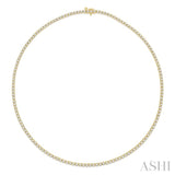 7.00 ctw Round Cut Diamond Tennis Necklace in 14K Yellow Gold