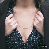 3/4 ctw Round Cut Diamond Station Necklace in 14K White Gold