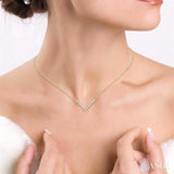 1 ctw Chevron Round Cut Diamond Necklace in 14K Yellow Gold