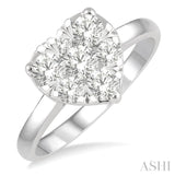 1 Ctw Round Cut Diamond Heart Shape Lovebright Ring in 14K White Gold