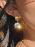 Glissade  CZ Drop Huggie Earrings