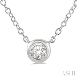 1/10 Ctw Bezel Round Cut Diamond Petite Fashion Pendant With Chain in 10K White Gold