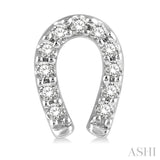 1/10 Ctw Horseshoe Charm Round Cut Diamond Petite Earring in 10K White Gold