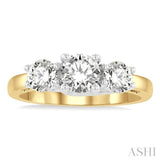 1 1/2 Ctw Past Present and Future Round Cut Diamond Precious Ring in 14K Yellow and White Gold