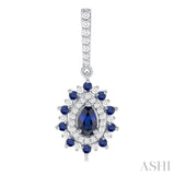 5x3 MM Pear Cut & 1.45 MM Round Cut Sapphire and 1/3 Ctw Round Cut Diamond Precious Earring in 14K White Gold