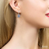 5x3 MM Pear Cut & 1.45 MM Round Cut Sapphire and 1/3 Ctw Round Cut Diamond Precious Earring in 14K White Gold