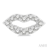 1/10 ctw Petite Lips Round Cut Diamond Fashion Stud Earring in 10K White Gold