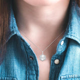 1/20 Ctw Hexagon fluted medallion Round Cut Diamond Pirouette Pendant With Chain in Sterling Silver