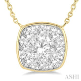 1/2 ctw Cushion Shape Lovebright Diamond Pendant With Chain in 14K Yellow & White Gold