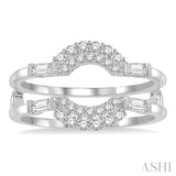 1/2 ctw Double Arch Baguette and Round Cut Diamond Insert Ring in 14K White Gold