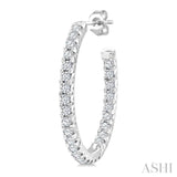 3/4 Ctw French Pave Set Round Cut Diamond Fashion Half Hoop Earring in 14K White Gold