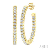 3/4 Ctw French Pave Set Round Cut Diamond Fashion Half Hoop Earring in 14K Yellow Gold