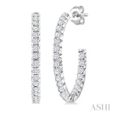 1/2 Ctw French Pave Set Round Cut Diamond Fashion Half Hoop Earring in 14K White Gold
