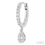 1/3 Ctw Petite Pear Shape Fusion Diamond Fashion Huggies in 10K White Gold