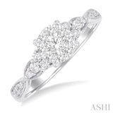 1/2 Ctw Round Shape Lovebright Carved Shank Round Cut Diamond Engagement Ring in 14K White Gold