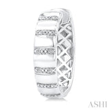 1/10 Ctw Ribbed Round Cut Diamond Pirouette Bold Fashion Hoop Earring in Sterling Silver