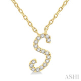 1/20 ctw Initial 'S' Round cut Diamond Pendant With Chain in 14K Yellow Gold