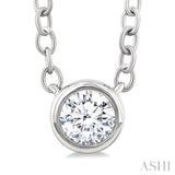 1/6 Ctw Petite Bezel Set Round Cut Diamond Fashion Pendant With Chain in 10K White Gold
