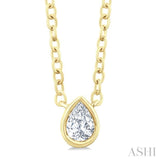 1/6 Ctw Petite Bezel Set Pear Cut Diamond Fashion Pendant With Chain in 10K Yellow Gold