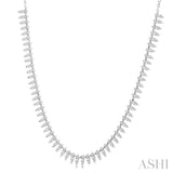 1.00 ctw Spikes Motif Round Cut Diamond Fashion Necklace in 14K White Gold