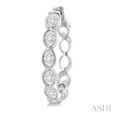 1 1/10 Ctw Bezel Set Oval Cut Diamond Fashion Hoop Earrings in 14K White Gold