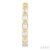 1 1/10 Ctw Bezel Set Emerald Cut Diamond Fashion Hoop Earring in 14K Yellow Gold