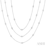 2 Ctw Bezel Set Round Cut Diamond 60-Inch Long Station Necklace in 14K White Gold