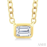 1/6 Ctw Petite East-West Bezel Set Emerald Cut Diamond Fashion Pendant With Chain in 10K Yellow Gold
