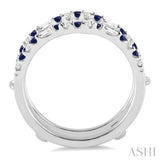 1/3 ctw Round Cut Diamond and 1.55MM Sapphire & Baguette Precious Insert Ring in 14K White Gold