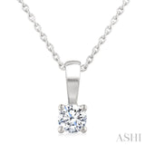 1/5 Ctw Prong Set Round Cut Diamond Solitaire Pendant With Chain in 14K White Gold