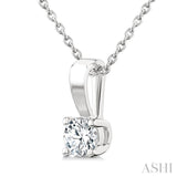 1/5 Ctw Prong Set Round Cut Diamond Solitaire Pendant With Chain in 14K White Gold