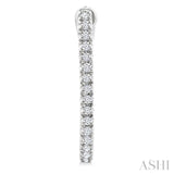 1/10 Ctw Round Cut Diamond Fashion Hoop Earring in 10K White Gold