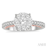 1 Ctw Round Diamond Lovebright Vintage Solitaire Style Engagement Ring in 14K White and Rose Gold